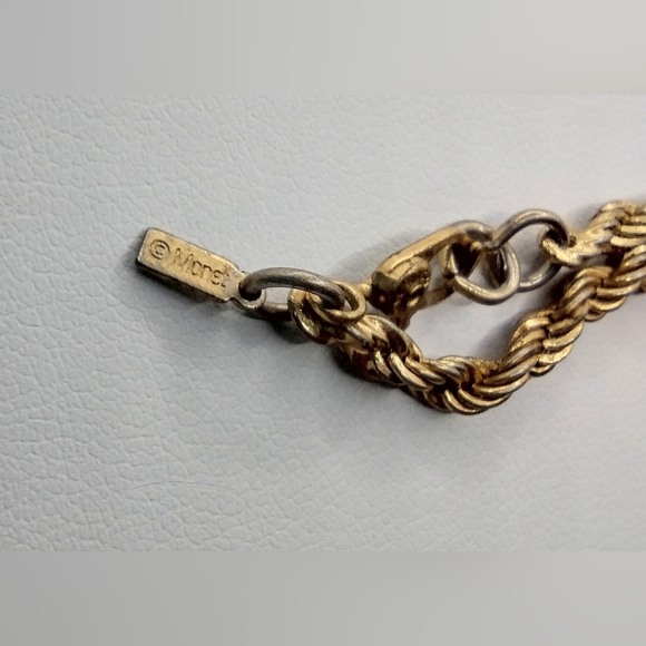 Fashion Signed Monet Twisted Yellow Gold Toned Rope Necklace - Picture 2 of 4